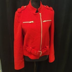 Womens David N. Cropped Pea Coat - Red size: S